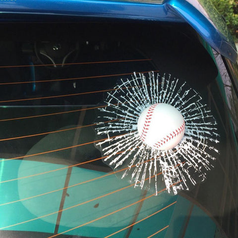 3D Sticker Baseball Ball Broken Glass