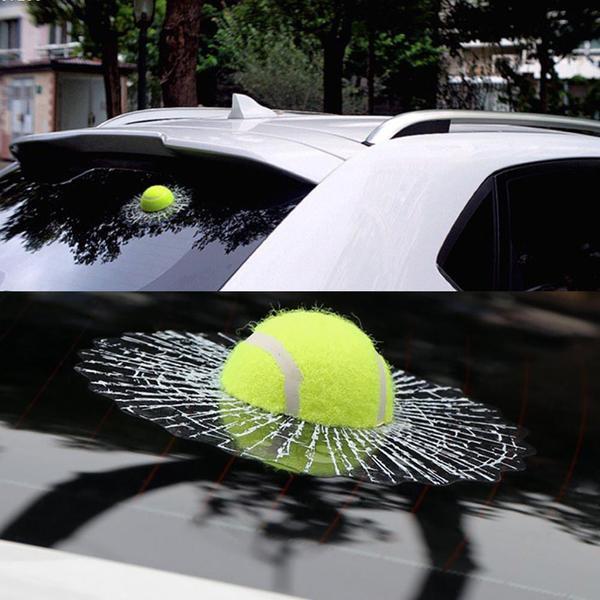 3D Sticker Tennis Ball Broken Glass